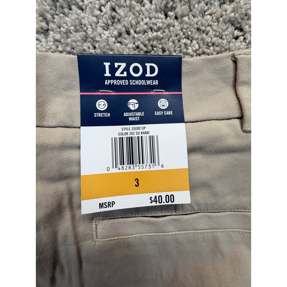 IZOD Girls Khaki Bermuda School Uniform Shorts Adjustable Waist Stretch Size 3 - Picture 3 of 5